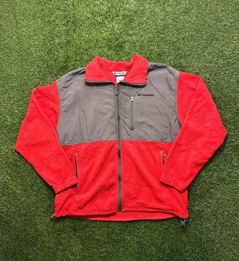 Y2K 2000s Columbia Fleece Full Zip Jacket Size L Red Gray